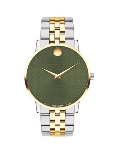 Shop Movado Men's Museum Classic Stainless Steel & Goldtone Pvd Bracelet Watch/40mm In Two Tone Grey
