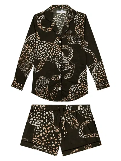 Shop Desmond & Dempsey Women's Jaguar Short 2-piece Pajama Set In Navy