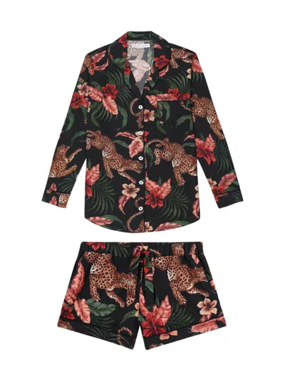 Shop Desmond & Dempsey Women's Soleia Jungle Short 2-piece Pajama Set In Navy