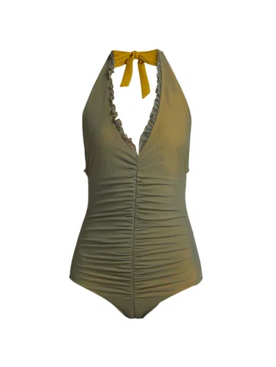 Shop Chiara Boni La Petite Robe Women's Rio Kyla Mesh One-piece Swimsuit In Olive