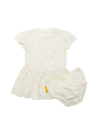 Shop Off-white Baby Girl's Logo Doodle Dress In White Multi