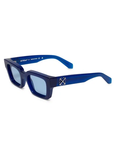 Shop Off-white Men's Virgil 145mm Square Sunglasses In Blue Crystal