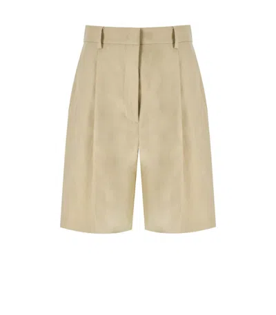 Max Mara Ecuba High Waist Bermuda Shorts In Beige
