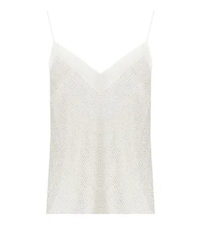 Elisabetta Franchi Ivory Beaded Top In Ivory