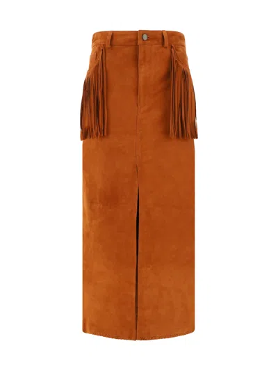 Shop Wild Cashmere Leather Skirt In Cognac 390