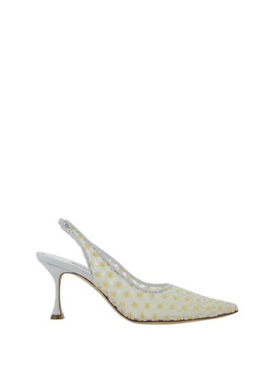 Shop Manolo Blahnik Margolina Pumps In Ywov/whit