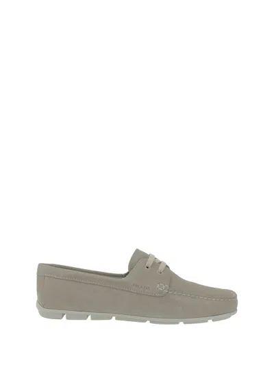 Shop Prada Lace-up Loafers In Pomice