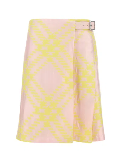 Shop Burberry Smart Mini Skirt In Sherbet Ip Check