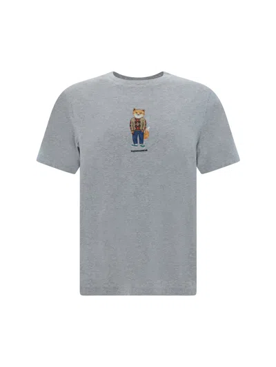 Shop Maison Kitsuné Dressed Fox T-shirt In Light Grey Melange