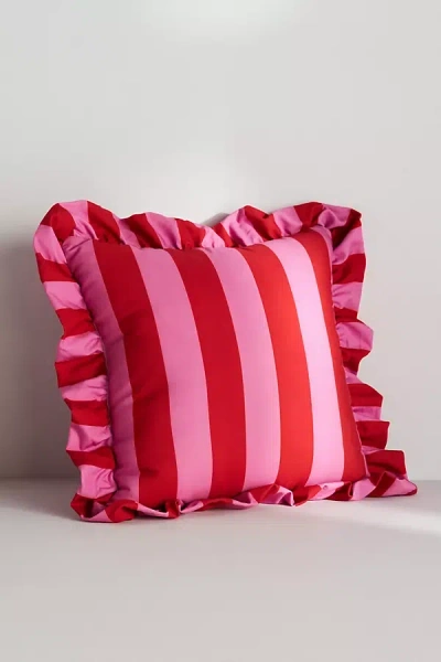 Shop Maeve Striped Ruffle Indoor/outdoor Cushion