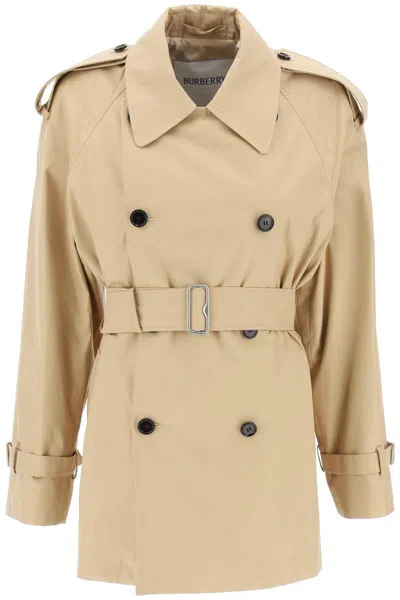 Shop Burberry Double-breasted Midi Trench Coat In Beige