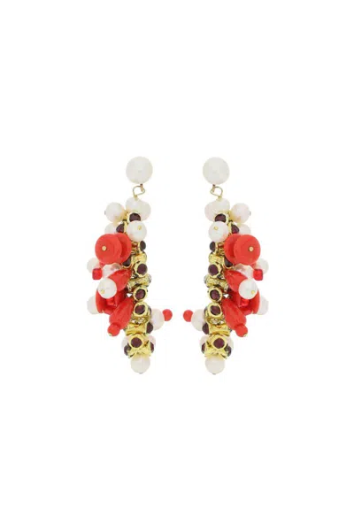 Shop Dries Van Noten Dangling Pearl Drop Earrings. In Red