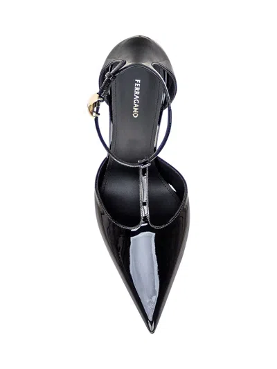 Shop Ferragamo T-strap Sandal In Black