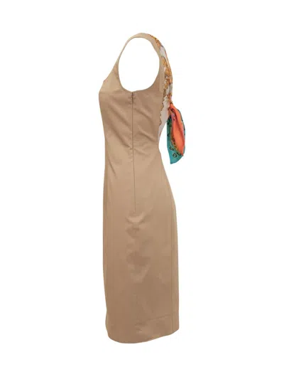 Shop Moschino Foulard Dress In Beige