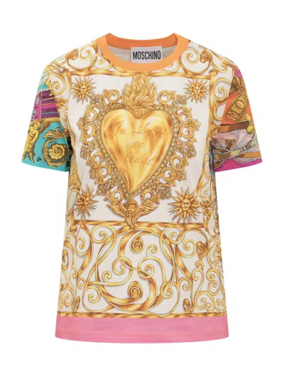 Shop Moschino T-shirt Foulard In Multicolor