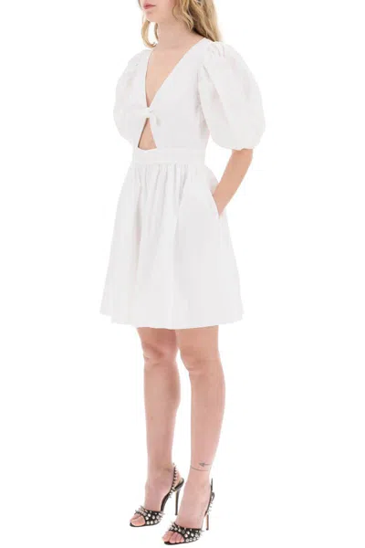 Shop Rotate Birger Christensen Rotate Mini Dress With Balloon Sleeves And Cut-out Details In White