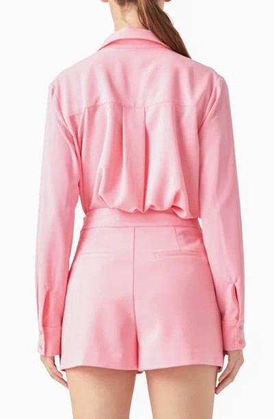Endless Rose Solid Button-up Shirt In Light Pink