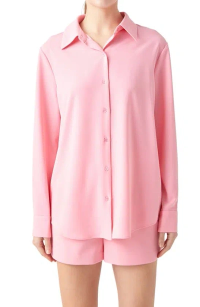 Shop Endless Rose Solid Button-up Shirt In Light Pink