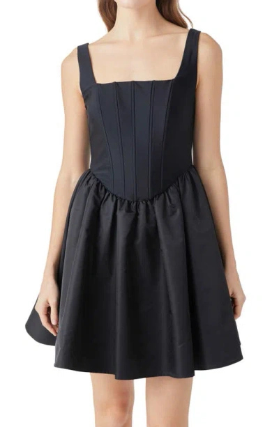 Endless Rose Corset Fit & Flare Minidress In Black