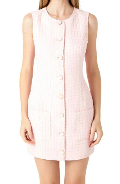 Shop Endless Rose Sequin Tweed Button-up Minidress In Pink