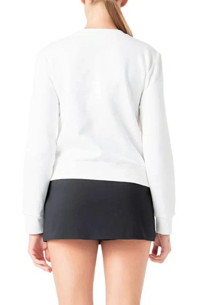 Shop Endless Rose Après Ski Embellished Cotton Sweatshirt In White