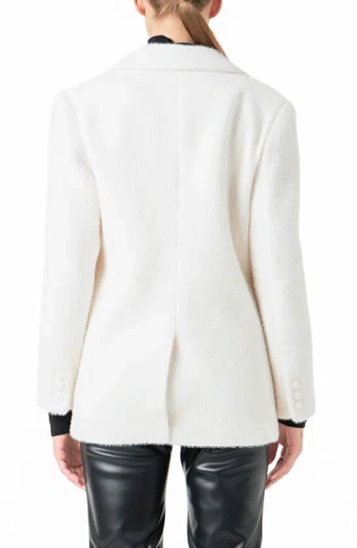 Endless Rose Textured Single Breasted Blazer In White