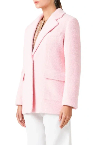 Endless Rose Textured Single Breasted Blazer In Pink
