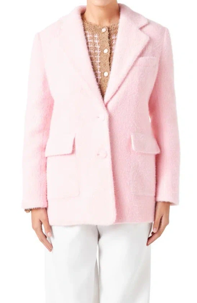 Endless Rose Textured Single Breasted Blazer In Pink