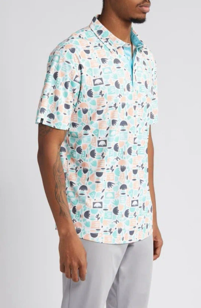 Shop Swannies Maddox Doodle Pattern Golf Polo In Cactus