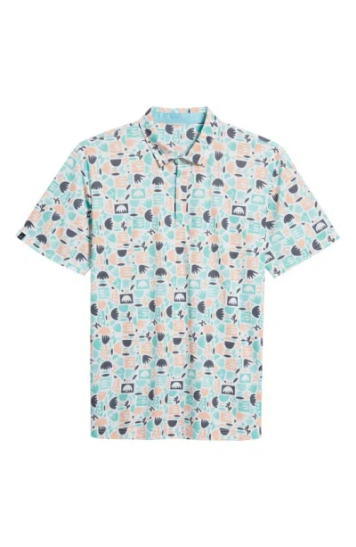 Shop Swannies Maddox Doodle Pattern Golf Polo In Cactus