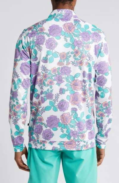 Shop Swannies Stang Floral Quarter Zip Pullover In Purple