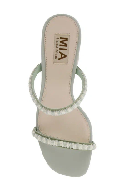 Mia Isabeli Espadrille Slide Sandal In Sage/ Off White