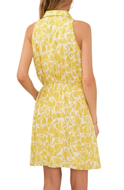 Shop Vince Camuto Print Sleeveless Wrap Dress In Bright Lemon