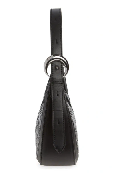 Shop Marine Serre Mini Eclips Airbrushed Crescent Print Leather Hobo Bag In Black