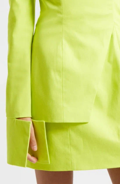 Shop Israella Kobla Ovia Long Sleeve Off The Shoulder Minidress In Chartreuse
