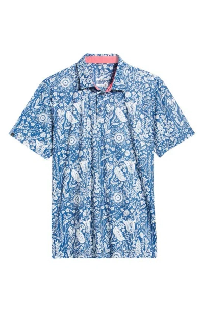 Shop Swannies Trey Floral Golf Polo In Navy