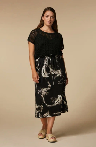 Shop Marina Rinaldi Manuele Organic Cotton Poplin Midi Skirt In Black