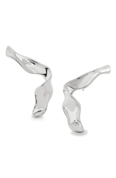 Shop Monica Vinader The Wave Stud Earrings In Sterling Silver