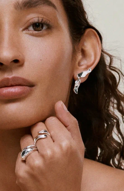 Monica Vinader The Wave Stud Earrings In Sterling Silver