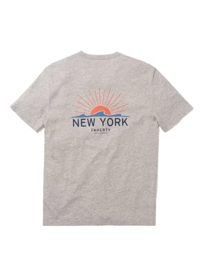 Shop Faherty New York Short-sleeve Crew T-shirt In Grey Heather