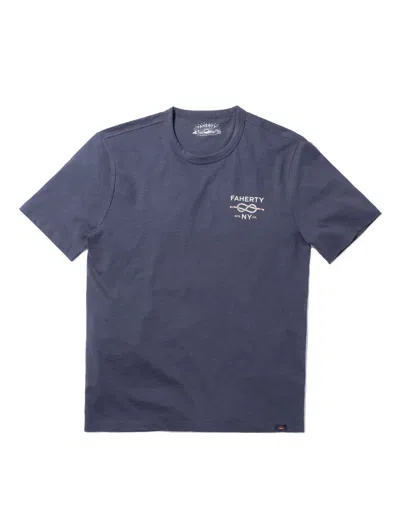 Shop Faherty Southampton Short-sleeve Crew T-shirt In Dune Navy