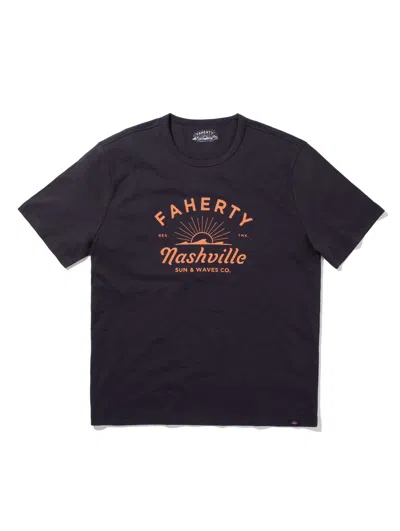 Shop Faherty Nashville Short-sleeve Crew T-shirt In Washed Black