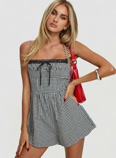 Shop Princess Polly Trynia Romper In Black / White Gingham