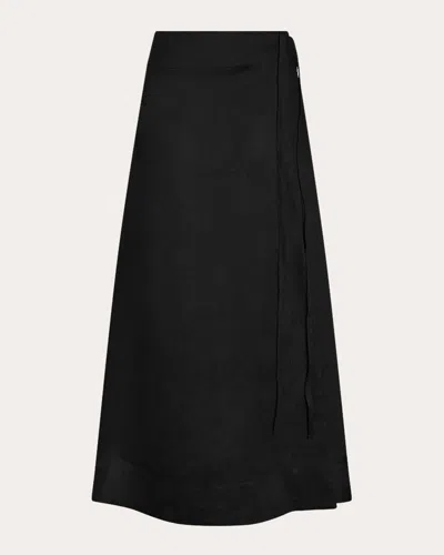 Shop Asceno Women's Amalfi Linen Wrap Skirt In Black