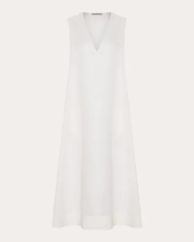 Shop Asceno Women's Nisha Heavy Linen Midi Dress In White