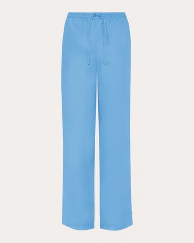 Shop Asceno Women's Aurelia Linen Trousers In Blue