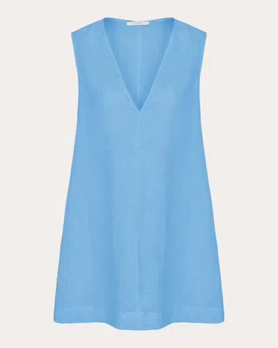 Shop Asceno Women's Derya Linen Mini Dress In Blue