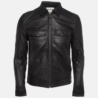 Pre-owned Zadig & Voltaire Black Leather Zip Front Jacket S