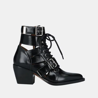 Pre-owned Chloé Leather Woman Ankle Boots 36 In Black