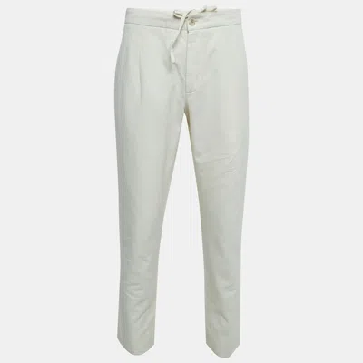 Pre-owned Loro Piana Off White Linen Blend Drawstring Trousers L
